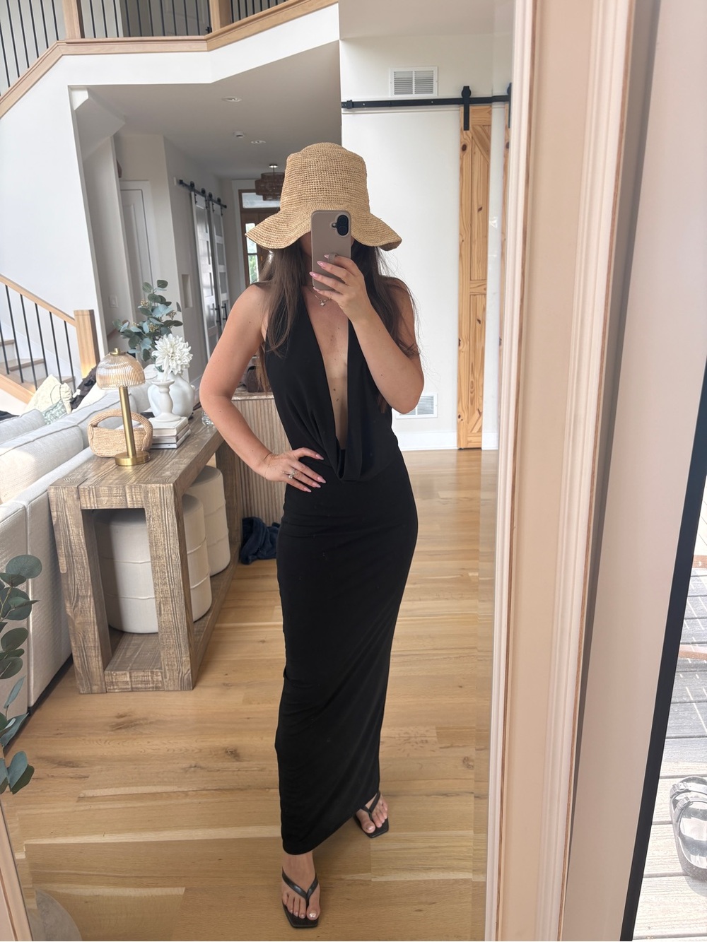 Zara Black Plunge Halter Maxi Dress